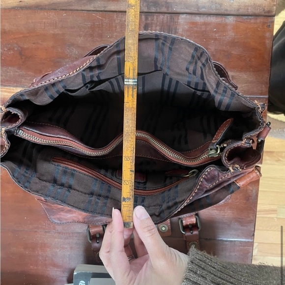 Frye Cameron Satchel GUC redwood dark brown medium 12x10 inches Dark Academia - Picture 13 of 15